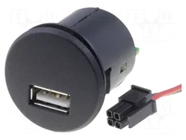 PER.PIC. Alimentador USB para coche, USB A, Negro