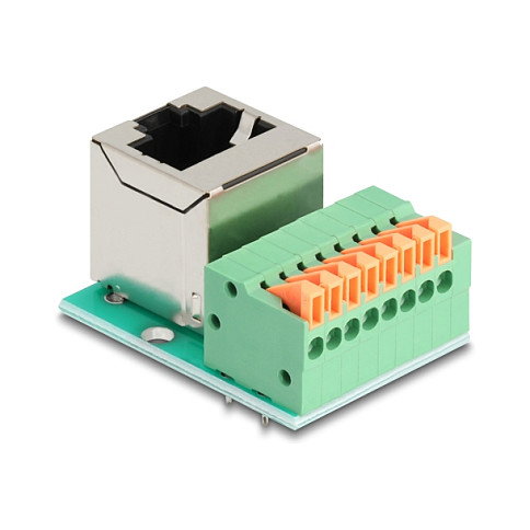 DeLOCK 90653 Adaptador RJ45 Hembra 90° a Bloque de Terminales de 8 Pines Cat.5e