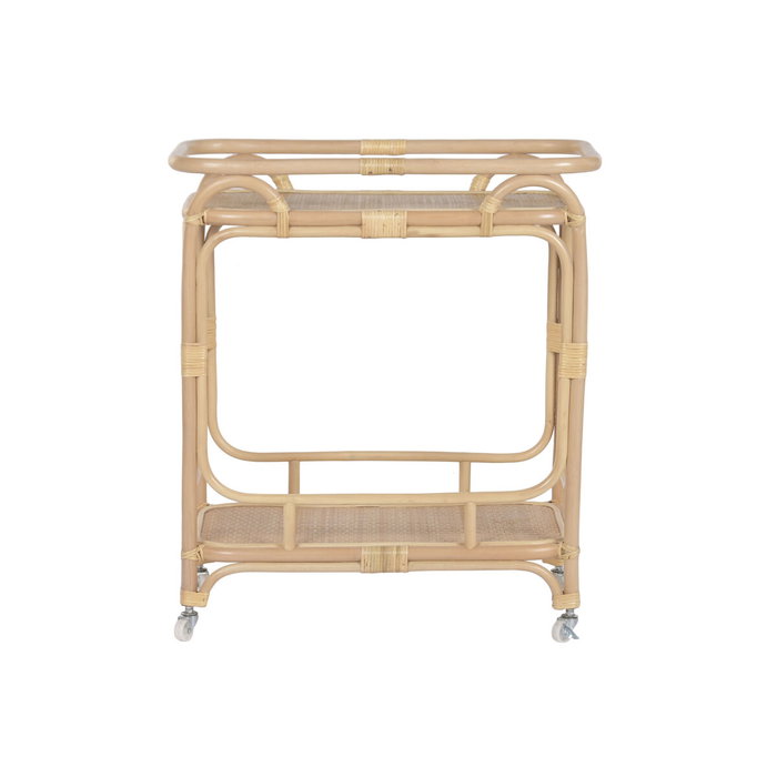 DKD Home Decor Mesa Camarera de Ratán Natural con Ruedas DKD Home Decor Mesa Camarera de Ratán Natural con Ruedas