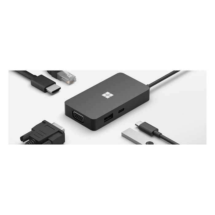Microsoft 1E4-00002 Hub USB-C Travel Negro HDMI RJ-45 USB 3.2 Gen 1 Type-C USB 3.2 Gen 2 Type-A VGA