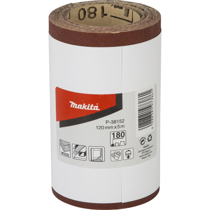 Makita Rollo de lija P-38152 120mm x 5m Grano 180 Makita Rollo de lija P-38152 120mm x 5m Grano 180