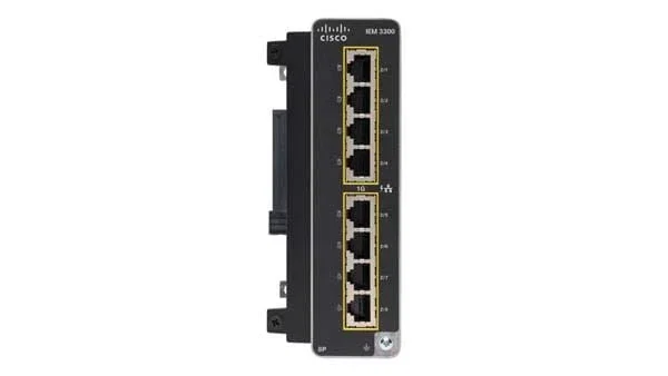 Cisco Switch IEM-3300-8P Gestionado L2 de 8 Puertos Gigabit Ethernet (10/100/1000) con Energía sobre Ethernet (PoE) para Montaje en Rack - Negro
