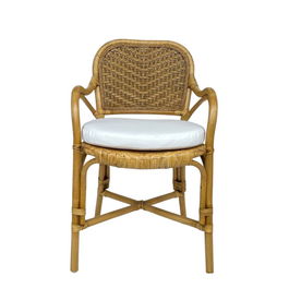 DKD Home Decor Silla Shabby Natural Blanco Ratán Bambú 62 x 86 x 55 cm