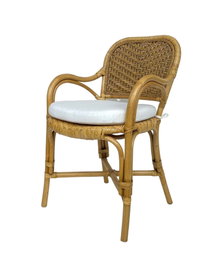 DKD Home Decor Silla Shabby Natural Blanco Ratán Bambú 62 x 86 x 55 cm