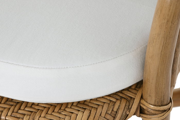 DKD Home Decor Silla Shabby Natural Blanco Ratán Bambú 62 x 86 x 55 cm