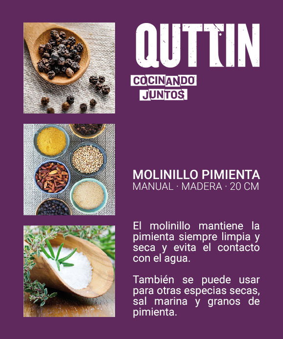 Quttin Molinillo de Pimienta de Madera (20 Unidades)