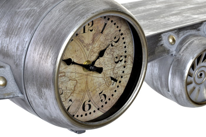 DKD Home Decor Reloj de Pared Vintage Plateado 102 x 26 x 22 cm