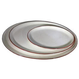 Trazos Fuente Oval Red - Fuente Rabanera Ovalada de Vajilla, Diámetro 33 cm, Opciones en Verde, Oro o Rojo (Set de 6)