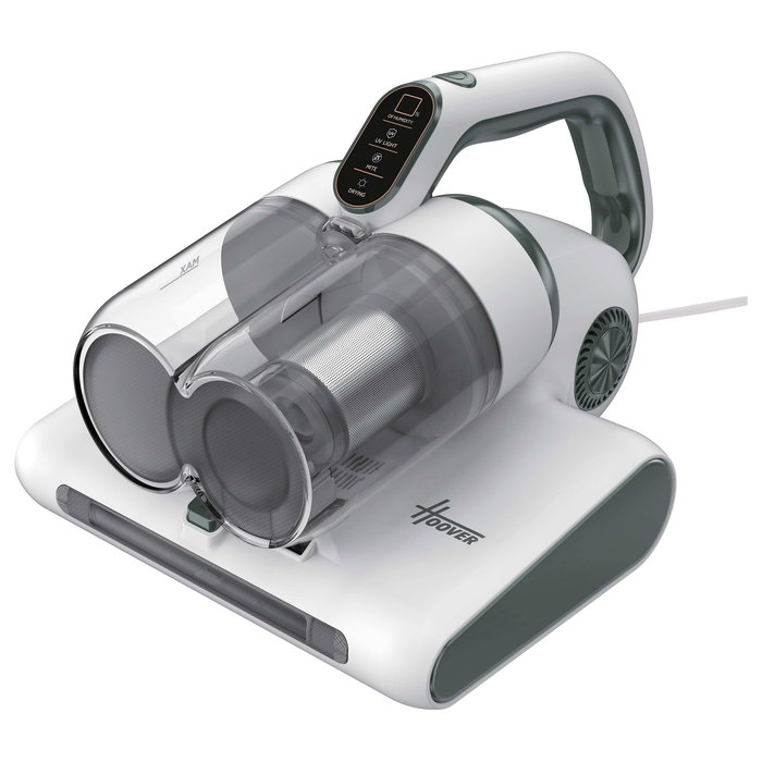 Hoover HMC510UV011 Aspirador para Colchones Sin Bolsa, con Filtro Ciclónico/Espuma y Control Electrónico, 0.6L, 5m Cable, 2.22kg, Blanco Salvia, Garantía 2 Años