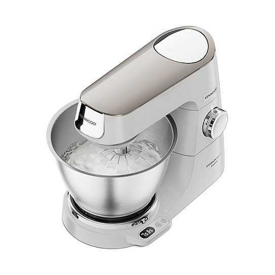Kenwood KVC65.001WH Titanium Chef Baker 5L Robot de Cocina Multifunción, Batidora Amasadora 1200W, Tazón Acero Inoxidable Blanco, Capacidad 2.18kg Masa de Pan