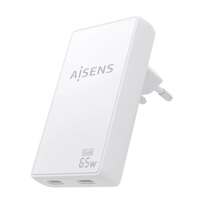 Aisens Cargador de Pared GaN Ultra Delgado 65W 2xUSB-C Blanco ASCH-65W2P077-W Aisens Cargador de Pared GaN Ultra Delgado 65W 2xUSB-C Blanco ASCH-65W2P077-W