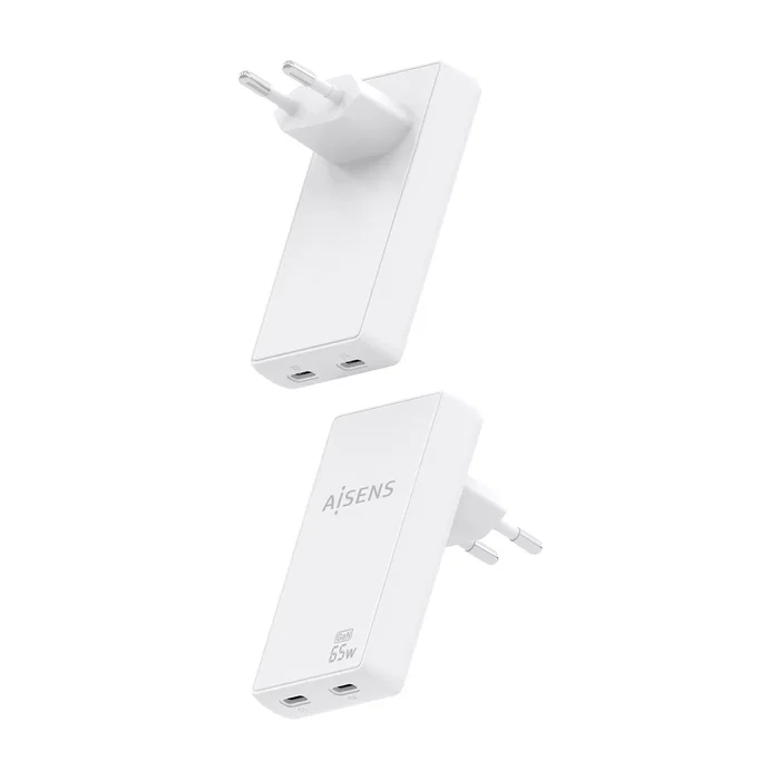 Aisens Cargador de Pared GaN Ultra Delgado 65W 2xUSB-C Blanco ASCH-65W2P077-W Aisens Cargador de Pared GaN Ultra Delgado 65W 2xUSB-C Blanco ASCH-65W2P077-W