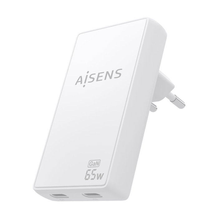 Aisens Cargador de Pared GaN Ultra Delgado 65W 2xUSB-C Blanco Aisens Cargador de Pared GaN Ultra Delgado 65W 2xUSB-C Blanco