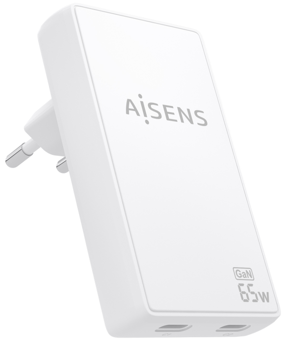 Aisens Cargador de Pared GaN Ultra Delgado 65W 2xUSB-C Blanco Aisens Cargador de Pared GaN Ultra Delgado 65W 2xUSB-C Blanco
