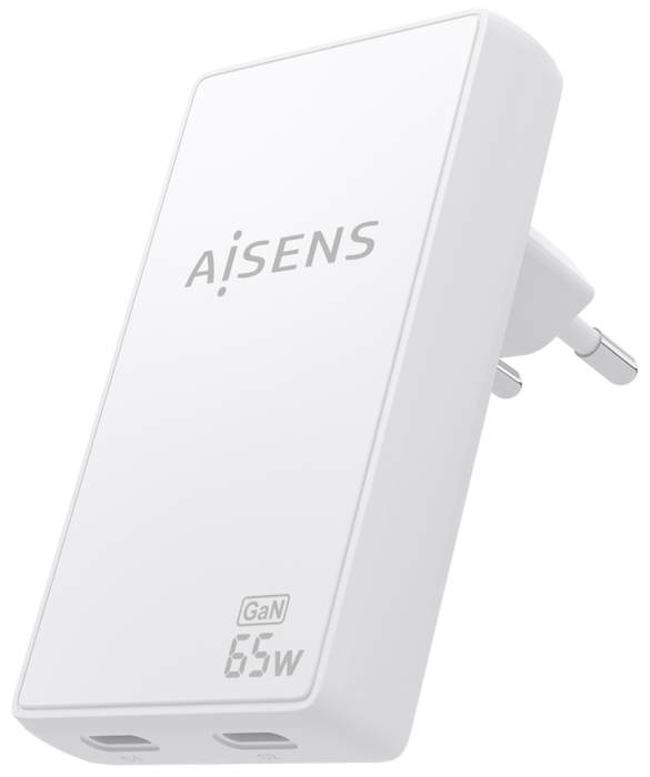 Aisens Cargador de Pared GaN Ultra Delgado 65W 2xUSB-C Blanco Aisens Cargador de Pared GaN Ultra Delgado 65W 2xUSB-C Blanco