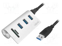 LOGILINK Hub USB CR0045 de 5 puertos con lector de tarjetas y USB 3.0
