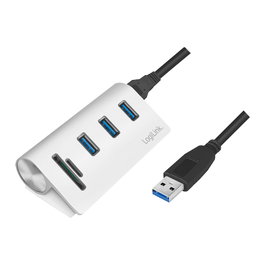 LogiLink Hub USB 3.0 de 3 puertos con lector de tarjetas