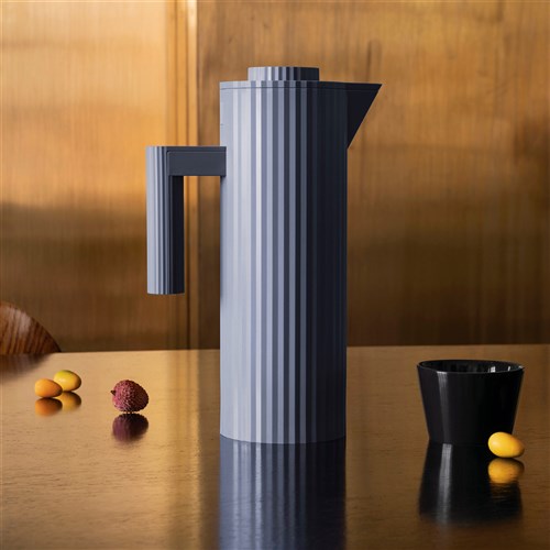 Alessi MDL12 G Jarra Thermo Insulada de Resina Gris Plissé con Interior de Vidrio Térmico