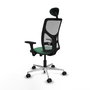 PIQUERAS Y CRESPO Silla de oficina Motilla con mecanismo Sincro/Traslack, Verde esmeralda y Gris