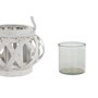 DKD Home Decor Portavelas de Madera y Cristal Blanco 18x18x13 cm
