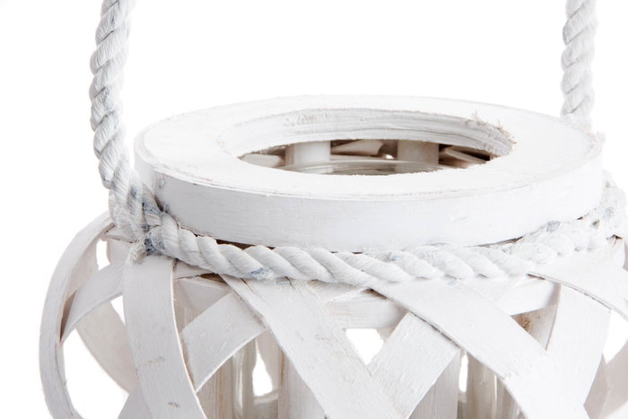 DKD Home Decor Portavelas de Madera y Cristal Blanco 18x18x13 cm
