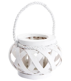 DKD Home Decor Portavelas de Madera y Cristal Blanco 18x18x13 cm