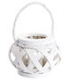 DKD Home Decor Portavelas de Madera y Cristal Blanco 18x18x13 cm