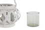 DKD Home Decor Portavelas de Madera y Cristal Blanco 18x18x13 cm