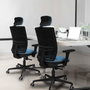 PIQUERAS Y CRESPO Silla de oficina Yunquera con mecanismo Sincro, Azul marino y Negro