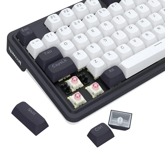 Redragon Ucal K673WB-RGB-M Teclado Mecánico Gaming 81 Teclas RGB Wired USB-C Blanco Negro Layout Polaco