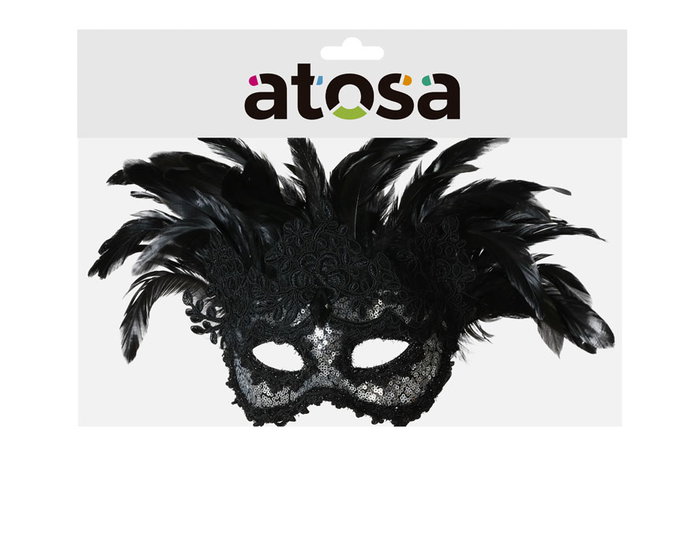 Gafas Antifaz Encaje Negro Con Plumas Para Disfraz De Gótica O Dama Oscura