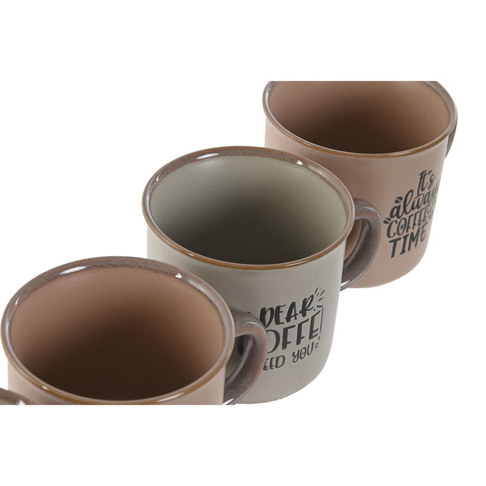 DKD Home Decor Set de Café de Gres Mate Azul de 180ml