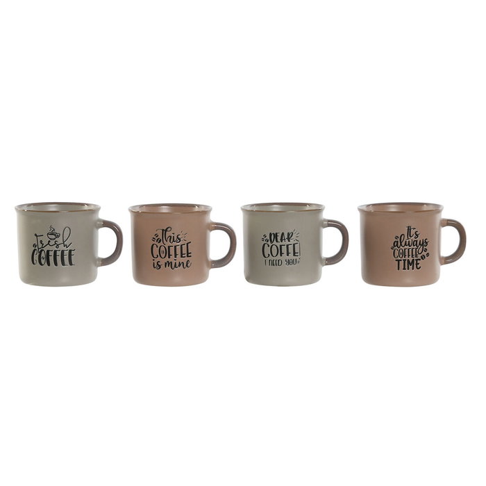 DKD Home Decor Set de Café de Gres Mate Azul de 180ml