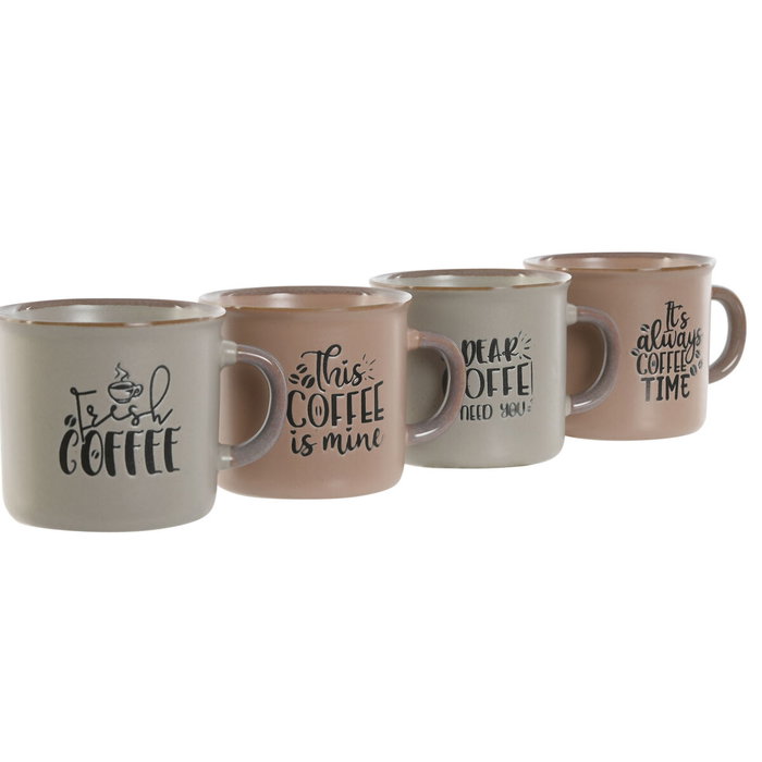 DKD Home Decor Set de Café de Gres Mate Azul de 180ml
