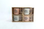 DKD Home Decor Set de 4 Tazas de Gres Azul Rosa 7.6 x 6 x 7 cm Capacidad 180ml Apto Microondas y Lavavajillas