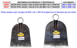 SIFER PRO Azada 42 con mango de madera natural