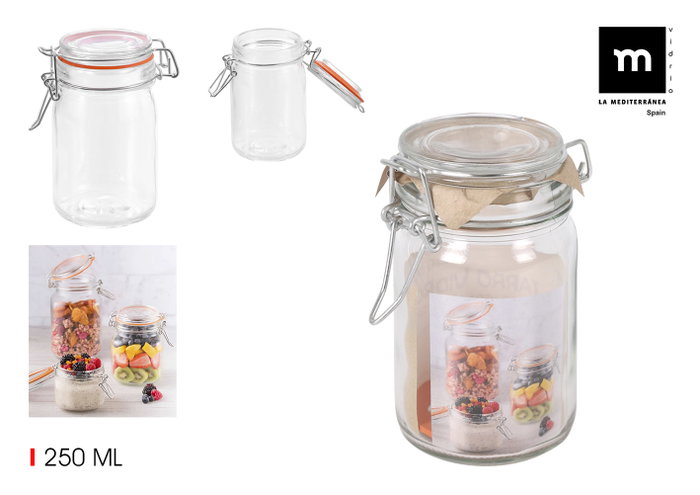 La Mediterranea Tarro Hermético Vidrio Clip 250 ml (36 Unidades) La Mediterranea Tarro Hermético Vidrio Clip 250 ml (36 Unidades)