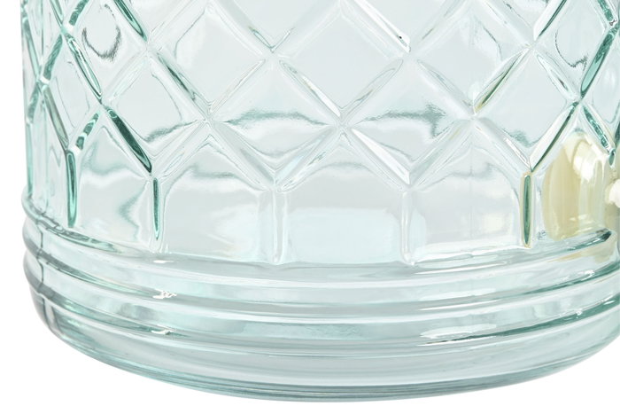 DKD Home Decor Dispensador de Bebidas de Cristal e Inox Azul 3,6L