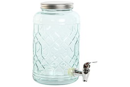 DKD Home Decor Dispensador de Bebidas de Cristal e Inox Azul 3,6L