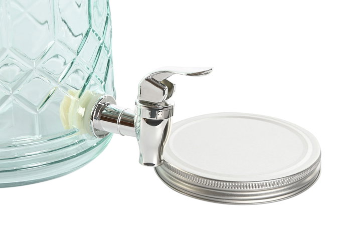DKD Home Decor Dispensador de Bebidas de Cristal e Inox Azul 3,6L