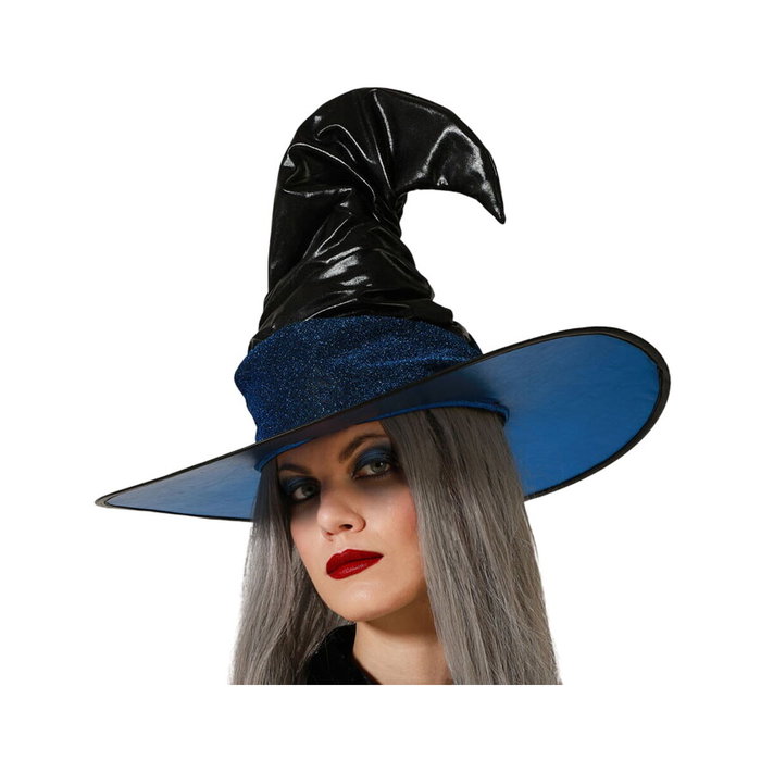 Atosa Sombrero De Bruja Negro con Ala Azul Brillante y Copa Rígida Estructurada Atosa Sombrero De Bruja Negro con Ala Azul Brillante y Copa Rígida Estructurada