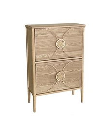DKD Home Decor Zapatero Romantico Natural Abeto MDF 2 Cajones 70 x 103 x 30 cm