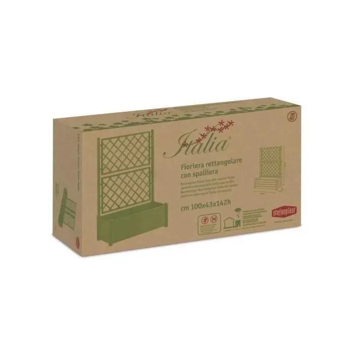 Stefanplast Jardinera Italia Rectangular con Rejilla Gris Piedra 100x43x142cm