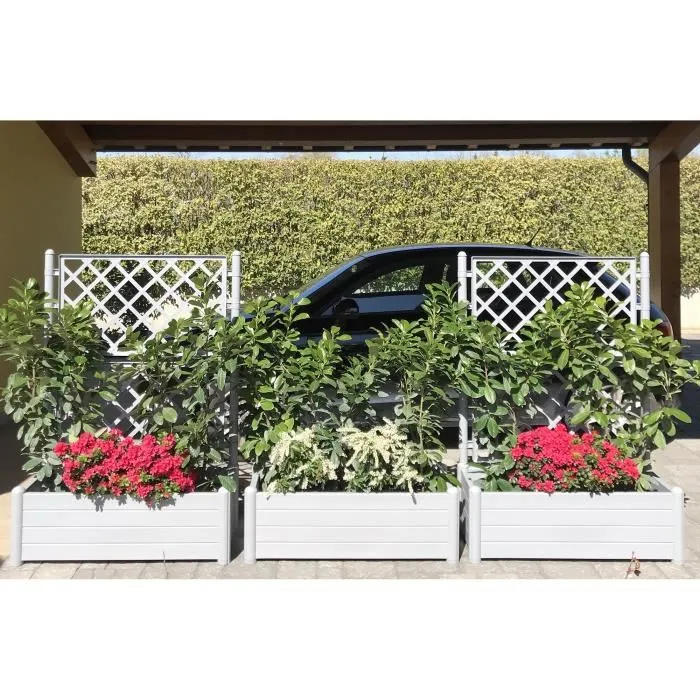 Stefanplast Jardinera Italia Rectangular con Rejilla Gris Piedra 100x43x142cm