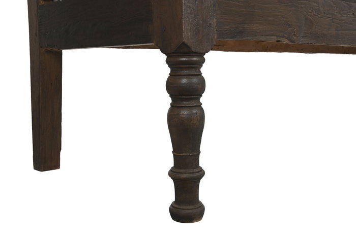 DKD Home Decor Banco de Teca Maciza Tallado Marrón Oscuro