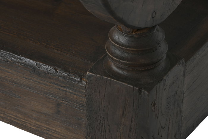 DKD Home Decor Banco de Teca Maciza Tallado Marrón Oscuro