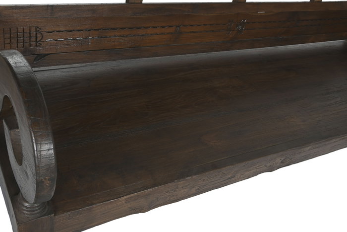 DKD Home Decor Banco de Teca Maciza Tallado Marrón Oscuro