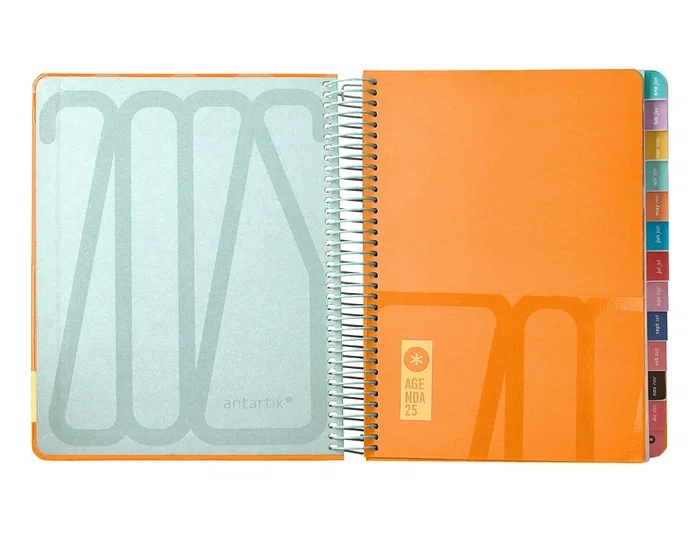 Agenda Espiral Antartik Bold A5+ 2025 Dia Pagina Colores Azul Y Melocoton Surtidos Papel 80 gr 8 unidades