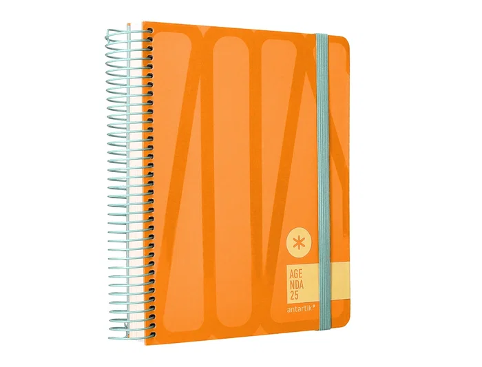 Agenda Espiral Antartik Bold A5+ 2025 Dia Pagina Colores Azul Y Melocoton Surtidos Papel 80 gr 8 unidades