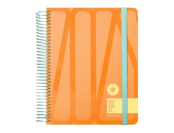 Agenda Espiral Antartik Bold A5+ 2025 Dia Pagina Colores Azul Y Melocoton Surtidos Papel 80 gr 8 unidades